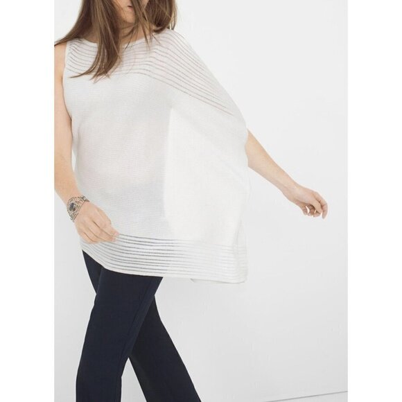 White‎ House Black Market Sz S Asymmetric Drape Sleeve White Sweater Top - Picture 1 of 12